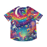RainbRainbow Rider Men's Baseball Jersey, lgbtq rave jersey, small to 2xl, pastel colors with rainbows and unicorns - Cosplay Moon