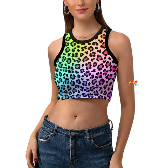 Women's Colorful Leopard Cropped Tank Top - Cosplay Moon