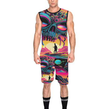 alien invasion men's festival and rave basketball outfit - cosplay moon