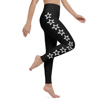 black high waist yoga leggings with stars - cosplay moon