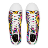 Hyper Groove Women's High Top Canvas Rave Sneakers - High top sneakers with silver eyelets and lace-up closure. Made for raves and festivals, featuring breathable polyester canvas and hi-poly deodorant memory foam insoles. Customize with your own designs. Source: Prism Raves