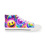 Men's High Top Sneakers at Prism Raves: Breathable polyester canvas rave festival EDM shoes with white soles and laces, equipped with hi-poly deodorant memory foam insoles, perfect for any rave, festival, or EDM event.