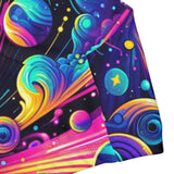 Cosmic Dance Girls Two-Piece Swimsuit available on Prism Raves. This vibrant swimsuit features a galaxy-themed design with a racerback top and swim briefs, offering both style and functionality. Made from 82% microfiber polyester and 18% spandex, it provides comfort and flexibility for all water activities. Ideal for young girls eager to enjoy summer fun in style.