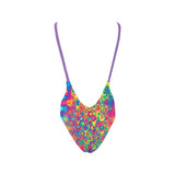 Vibrant Liquid Splatter Rave One-Piece Backless Swimsuit from Prism Raves, highlighting its eye-catching design and sleek backless silhouette, ideal for standout festival and rave fashion.