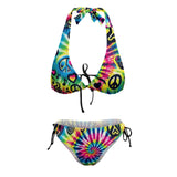 Happy Vibes Plus Size Rave Bikini, featuring adjustable straps for a perfect fit, designed for stylish and comfortable festival wear at Prism Raves.