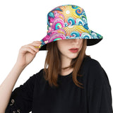 Euphoric Tides Rave Bucket Hat on Prism Raves: A stylish, durable bucket hat featuring a unique rave-inspired design, perfect for festival goers seeking both sun protection and fashion statement.