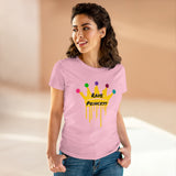 Soft and stylish Rave Princess Lightweight Cotton T-Shirt, showcasing a slim-fit design perfect for rave enthusiasts. This 100% cotton tee features a semi-fitted silhouette, cap sleeves, and a taped neck and shoulders, embodying the essence of rave streetwear for women.