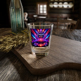 Prism Raves 'Cheers to the Beat' 1.5oz shot glass, featuring a lively and colorful design that embodies the energy of music and dance at raves and festivals.