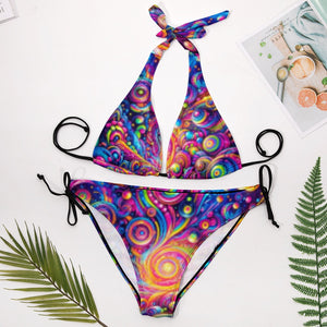 Pride Nebula Plus Size Rave Bikini: A Vibrant and Comfortable Festival Swimsuit, Perfect for Celebrating in Style with Plus Size Rave Swimwear.