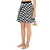 Prism Raves Argyle Skater Skirt, featuring a playful and vibrant argyle pattern, perfect for rave and festival fashion, offers a flirty, twirl-worthy design for an unforgettable look at any EDM event.