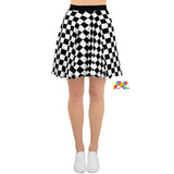 Prism Raves Argyle Skater Skirt, featuring a playful and vibrant argyle pattern, perfect for rave and festival fashion, offers a flirty, twirl-worthy design for an unforgettable look at any EDM event.