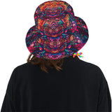 Ayahuasca Bucket Hat this bucket hat has a psychedelic pattern in blues, reds, purples, and greens, comes in one size, there are matching apparel as well - Cosplay Moon