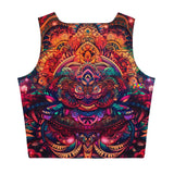 82% polyester, 18% spandex Fabric weight: 6.78 oz/yd² (230 g/m²) (weight may vary by 5%) Material has a four-way stretch, which means fabric stretches and recovers on the cross and lengthwise grains. Made with a smooth, comfortable microfiber yarn Body-hugging fit Sleeveless Women's Crop Top Matching Rave Activewear, sizes extra small to extra large, festival and rave outfits, comfy Ayahuasca Crop Top - Cosplay Moon