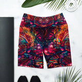 82% polyester, 18% spandex Very soft four-way stretch fabric Comfortable high waistband Triangle-shaped gusset crotch Flat seam and coverstitch Women's High-waist Yoga shorts Matching rave outfits sizes extra small to extra large Ayahuasca Yoga Shorts - Cosplay Moon