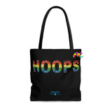 Cosplay Moon, Black Tote Bag With "HOOPS", Gradient Print, 3 Sizes, Lined - Cosplay Moon
