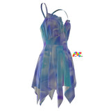 Bliss Rave Fairy Dress in vibrant, multicolored design with a flowy, ethereal silhouette, perfect for raves, festivals, and EDM events.