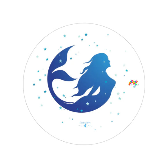 Blue Mermaid Transparent Outdoor Stickers, Round - Ashley's Cosplay Cache