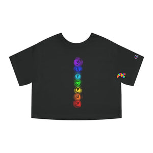 Chinese Symbols in Rainbow Champion Women's Heritage Cropped T-Shirt - Ashley's Cosplay Cache