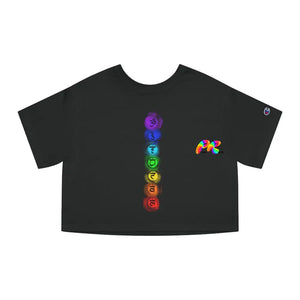 Chinese Symbols in Rainbow Champion Women's Heritage Cropped T-Shirt - Ashley's Cosplay Cache