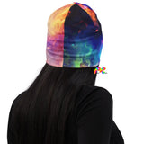 Chaos Festival Beanie on Prism Raves. This beanie features a vibrant, psychedelic design, ideal for festival-goers. The eye-catching pattern consists of a chaotic mix of colors and abstract shapes, embodying the energetic spirit of music festivals. It's a perfect accessory for adding a touch of whimsy and color to any rave or festival outfit.