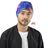 Chaos Festival Beanie on Prism Raves. This beanie features a vibrant, psychedelic design, ideal for festival-goers. The eye-catching pattern consists of a chaotic mix of colors and abstract shapes, embodying the energetic spirit of music festivals. It's a perfect accessory for adding a touch of whimsy and color to any rave or festival outfit.