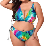 Color Swirl Tie Dye Plus Size Bikini Rave