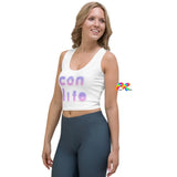 Crop Top, "Con Life", Body Hugging, White, Glowing Letters, Polyester/Spandex - Cosplay Moon