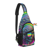 Chest Bag for raves and festivals, cool alien unisex, adjustable shoulder three utility pockets - cosplay moon