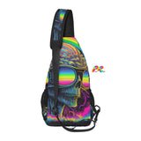Chest Bag for raves and festivals, cool alien unisex, adjustable shoulder three utility pockets - cosplay moon