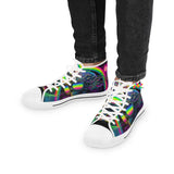 lace-up mens canvas high top shoes, converse style, chucks, cool alien design for raves and festivals or gym, comes in sizes 5 to 14 - cosplay moon