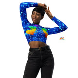 Rave and Festival long sleeve fitted crop top, crew neck, raglan sleeves, polyester/spandex, sizes xs to 5XL plus size rave and activewear Cool Attitude Festival Crop Top - Cosplay Moon