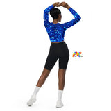 Rave and Festival long sleeve fitted crop top, crew neck, raglan sleeves, polyester/spandex, sizes xs to 5XL plus size rave and activewear Cool Attitude Festival Crop Top - Cosplay Moon