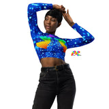 Rave and Festival long sleeve fitted crop top, crew neck, raglan sleeves, polyester/spandex, sizes xs to 5XL plus size rave and activewear Cool Attitude Festival Crop Top - Cosplay Moon