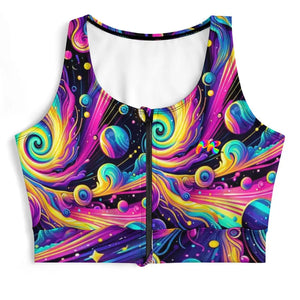 Cosmic Dance Zipper Sports Bra Xs / White