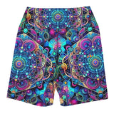 rave yoga shorts, blue mandala psychedelic pattern, with matching sports bra, comfy rave outfits for women, small to xl - cosplay moon