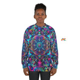 psychedelic rave sweatshirt, unisex, mandala, blues and purples, small to 2xl - cosplay moon
