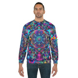 psychedelic rave sweatshirt, unisex, mandala, blues and purples, small to 2xl - cosplay moon