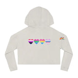 Cosplay Moon, Women’s, Cropped, Long Sleeved, Hooded Sweatshirt with Hearts on Front and Back, 7 Colors - Cosplay Moon
