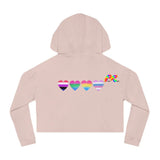 Cosplay Moon, Women’s, Cropped, Long Sleeved, Hooded Sweatshirt with Hearts on Front and Back, 7 Colors - Cosplay Moon