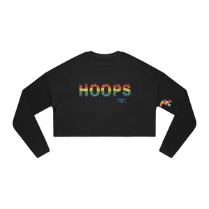 Cosplay Moon, Long Sleeved, Women's Cropped HOOPS Sweatshirt, Black/Navy - Cosplay Moon