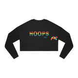 Cosplay Moon, Long Sleeved, Women's Cropped HOOPS Sweatshirt, Black/Navy - Cosplay Moon