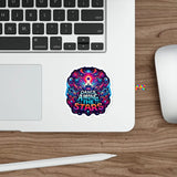 Dance Among the Stars' die-cut stickers from Prism Raves, featuring vibrant and colorful designs inspired by EDM and rave culture, perfect for music enthusiasts. The stickers showcase a variety of cosmic and astral themes, with bright, glowing colors and intricate patterns that capture the energetic spirit of electronic dance music and rave events. Ideal for personalizing laptops, notebooks, or rave gear, these stickers embody the lively and dynamic essence of the EDM community.
