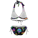 Dreamscape Fungi Rave Plus Size Bikini, featuring psychedelic prints for the ultimate rave swimsuit experience, available in multiple sizes at Prism Raves.