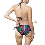 rave string bikini, bold colors, black trim, small to 5xl - cosplay moon