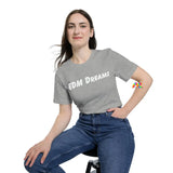 Unisex EMD Dreams T-Shirt in various sizes, perfect for rave enthusiasts, available at Prism Raves. Prism Raves EMD Dreams unisex t-shirt, featuring a crew neck, short sleeves, and a vibrant streetwear design inspired by electronic music and rave culture.