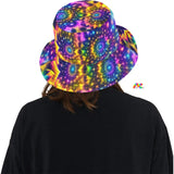 Exotic Neon Unisex Rave Bucket Hat: Image: The Exotic Neon Unisex Rave Bucket Hat is displayed against a vibrant backdrop. The hat features a bold and colorful design that embodies the energy of raves and festivals. Its unique details, such as the upper running threads and round-shaped threads, stand out, making it a distinctive fashion accessory. The hat is showcased in a stylish and personalized way, perfectly complementing a festival-goer's vibrant and dynamic style. - cosplay moon