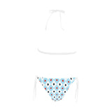 Wonderland Buckle Front Rave String Bikini on Prism Raves: The Best Bikini of Summer 2024, Top Rave Bikini of the Season, and the Number One Bikini Pick This Year - Blue and White, Inclusive Sizes.