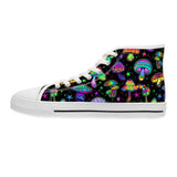 mushroom pattern lace-up canvas sneakers, high-top, white or black soles, women's, sizes 5.5 to 12 Fungi Dreamscape Rave Canvas High-Tops - Cosplay Moon