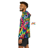 Stylish Happy Vibes Men's Sports Warm-Up Hoodie with a colorful, energetic design, perfect for festival evenings or casual rave wear, available exclusively at Prism Raves.