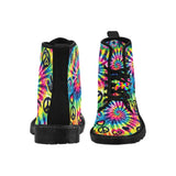 Eye-catching Happy Vibes Women's Rave Boots from Prism Raves, designed for the ultimate festival-goer. These boots showcase a dazzling array of bright colors and neon highlights, embodying the spirit of EDM and rave culture. The comfortable, durable design ensures you can dance till dawn, while the unique pattern makes you stand out in the crowd. Perfect for any rave, festival, or EDM event, these boots are a must-have accessory for those who live for the beat and embrace PLUR vibes.